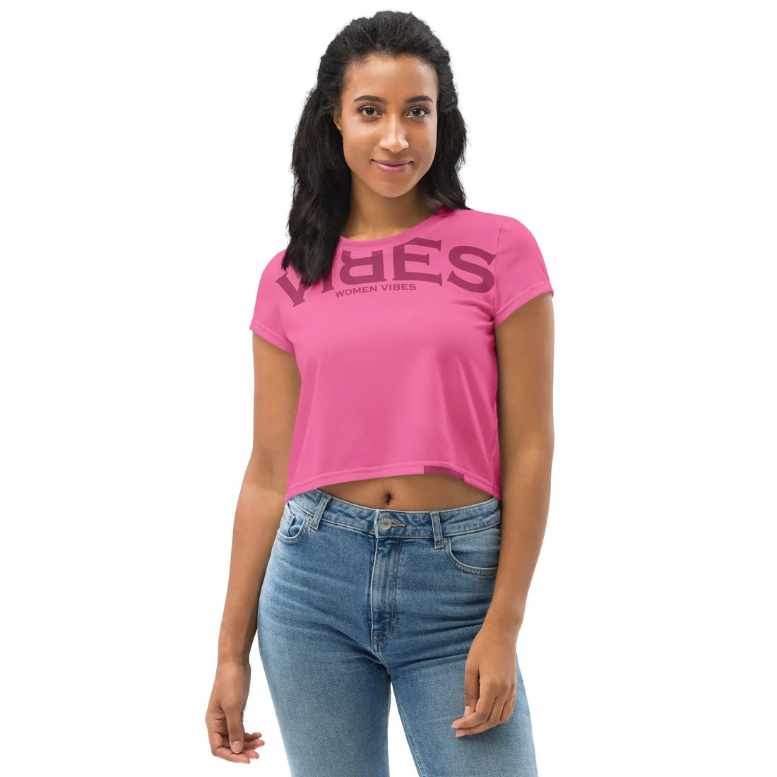 VIBES Kurzgeschnittenes T-Shirt Damen (Pink)