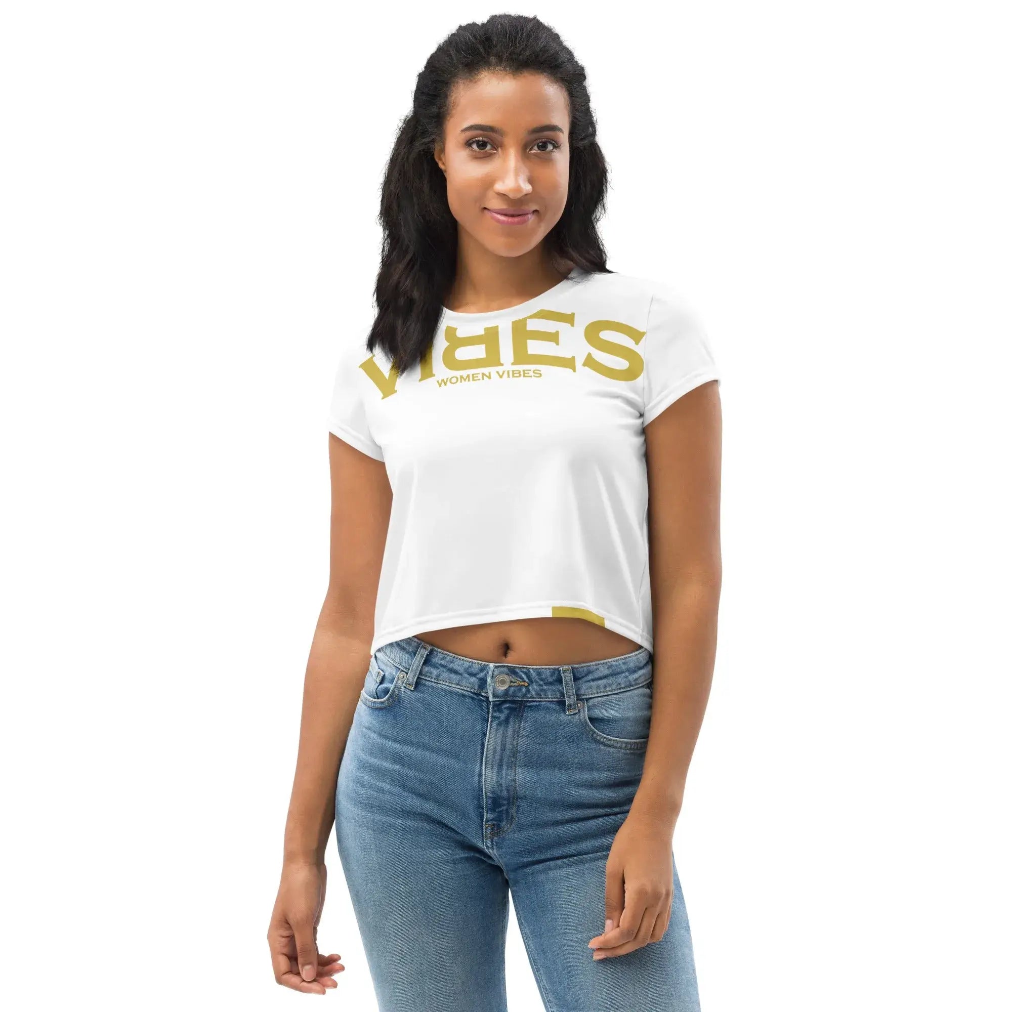 VIBES Kurzgeschnittenes T-Shirt Damen (Weiß)