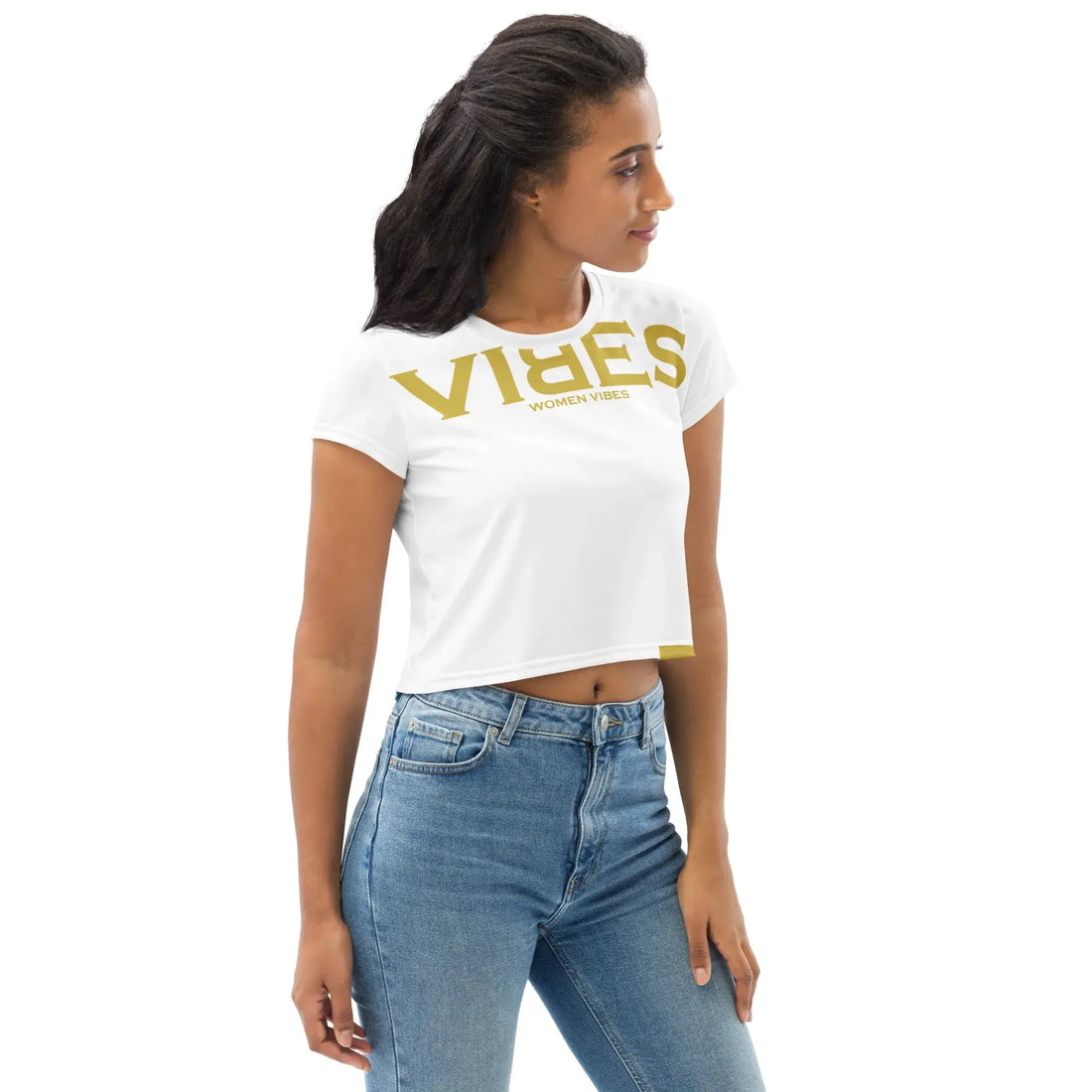 VIBES Kurzgeschnittenes T-Shirt Damen (Weiß)