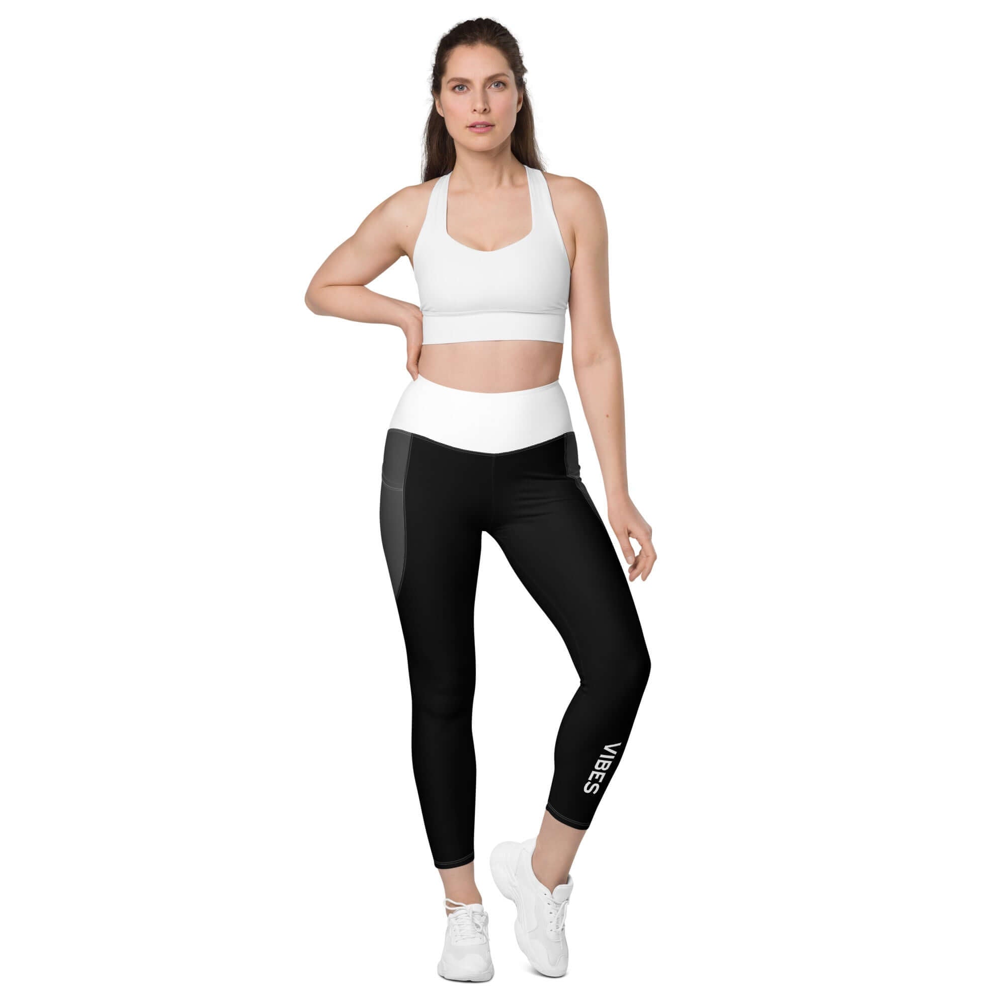 TIME OF VIBES TOV Leggings mit Taschen VIBES (Schwarz/Weiß) - €34,50