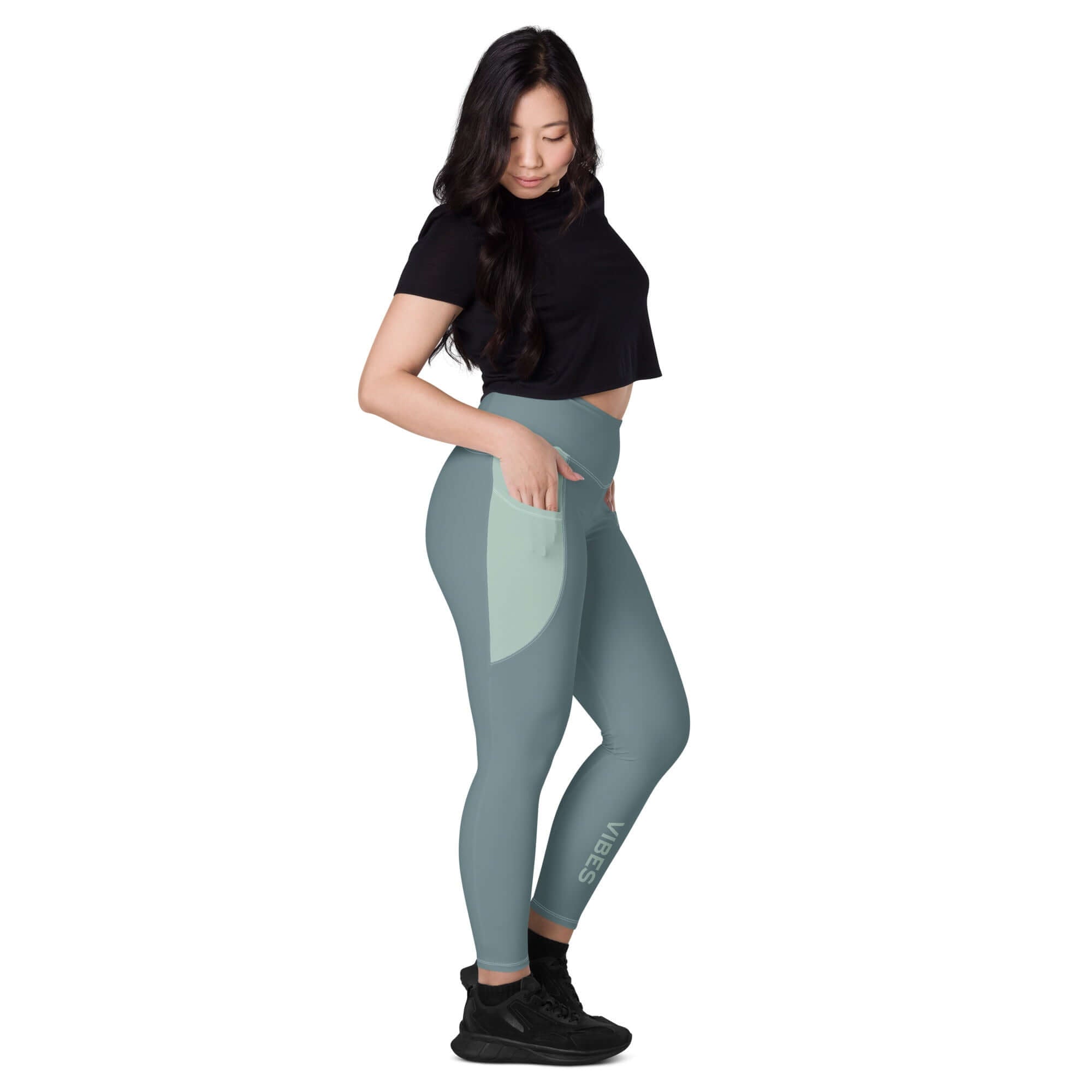 TIME OF VIBES TOV Leggings mit Taschen VIBES (Graublau) - €59,00