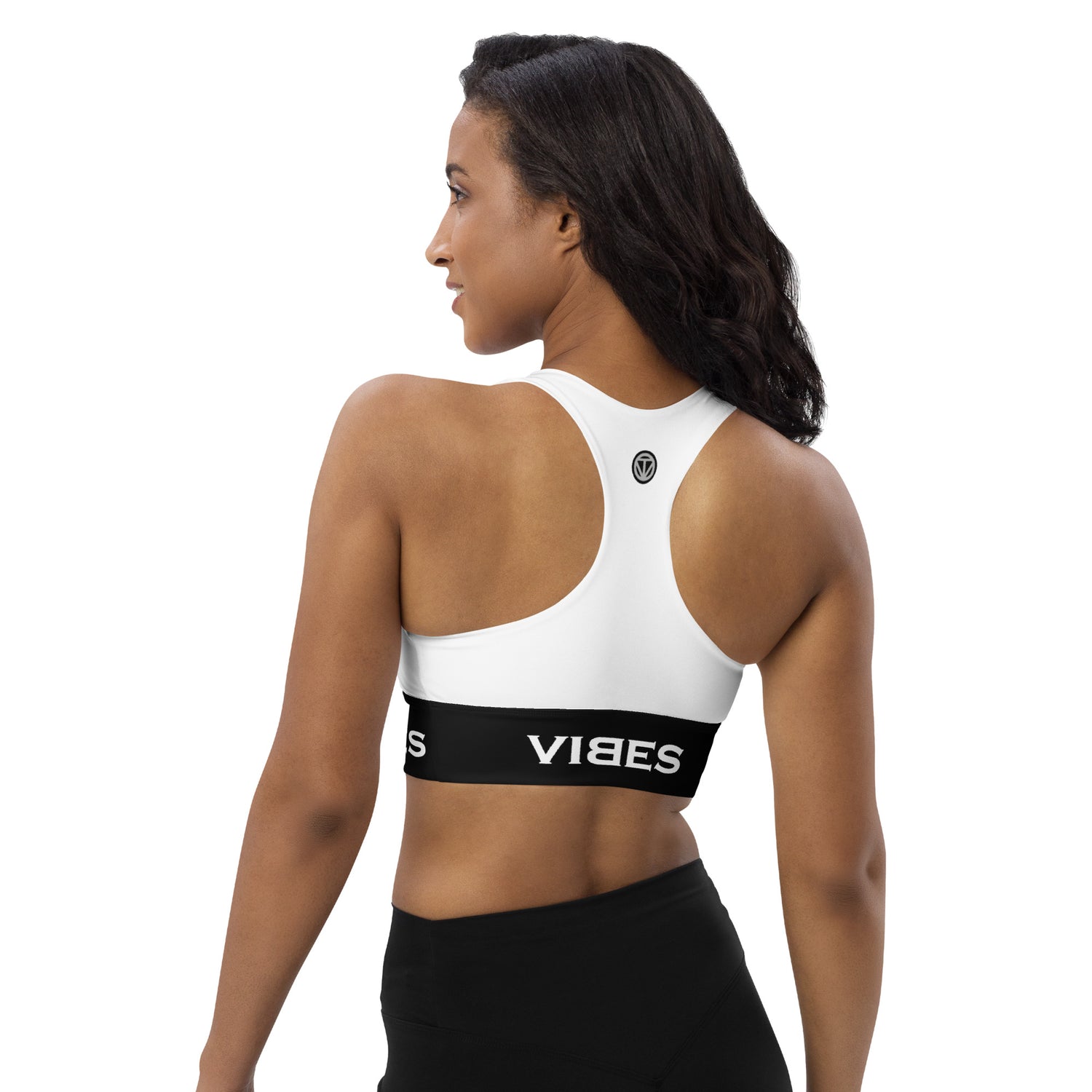 VIBES Langer Sport-BH (Weiß/Schwarz)