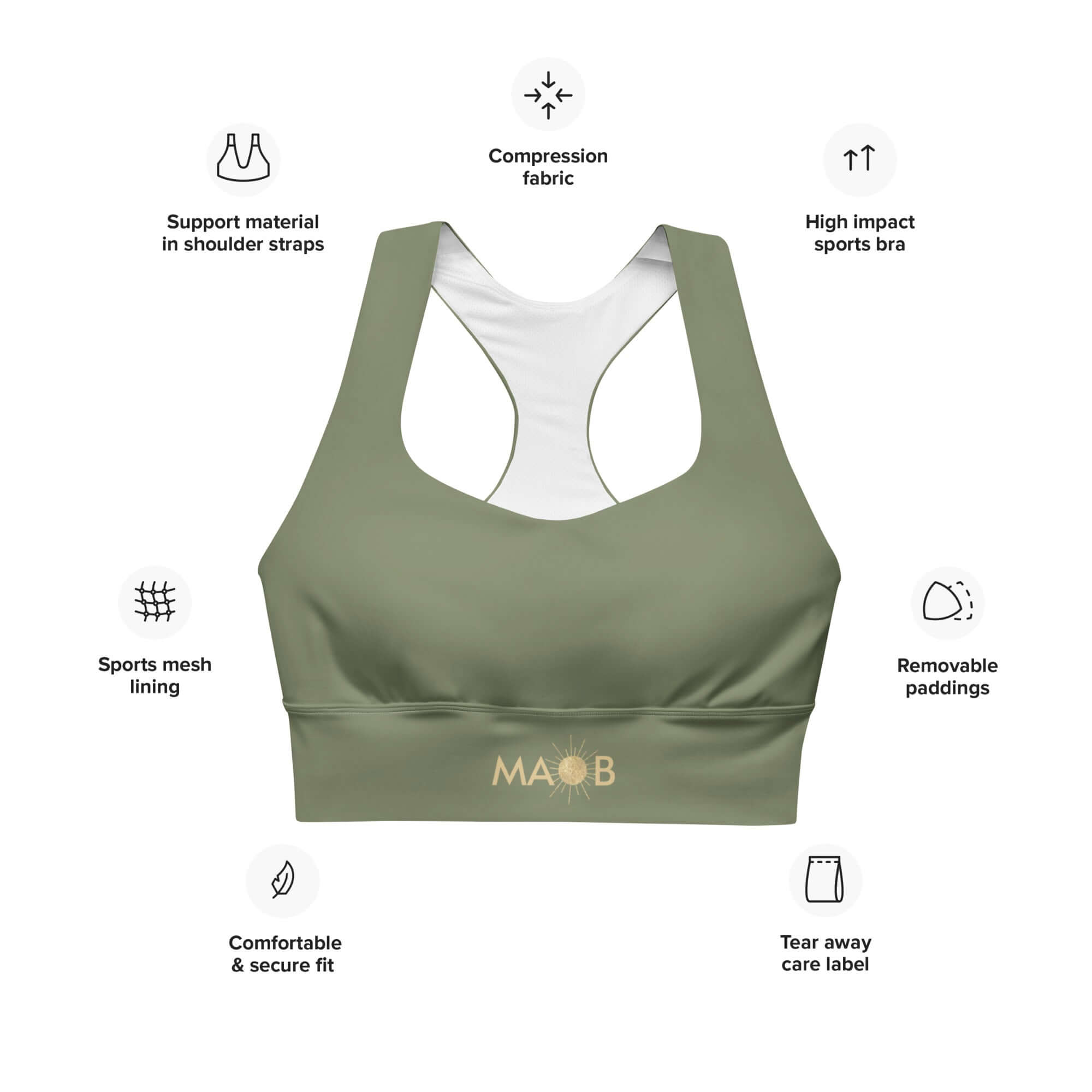 Langer Sport-BH MAOB - ERDE | Yoga &amp; Sport | €69,00