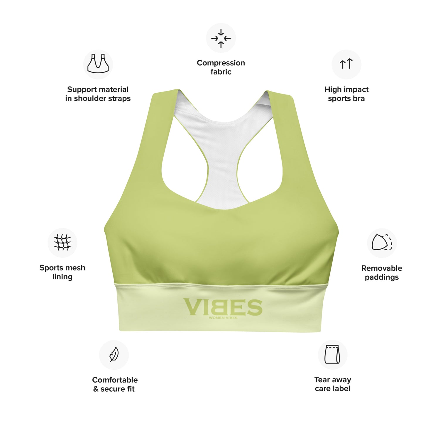 VIBES Long Sports Bra (Green)