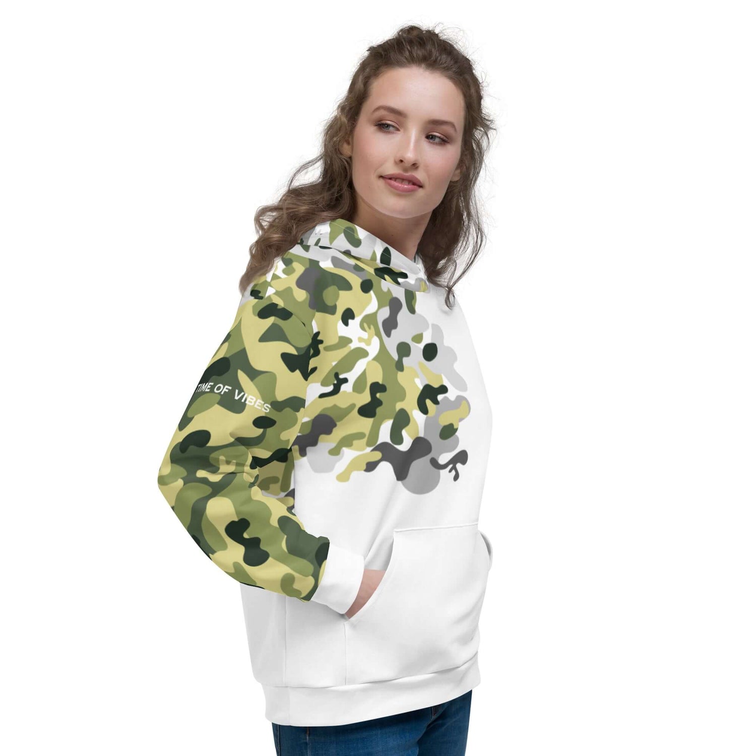 VIBES Premium Kapuzenpullover CAMOUFLAGE (Weiß/Grün) nur €79.00 | Time Of Vibes