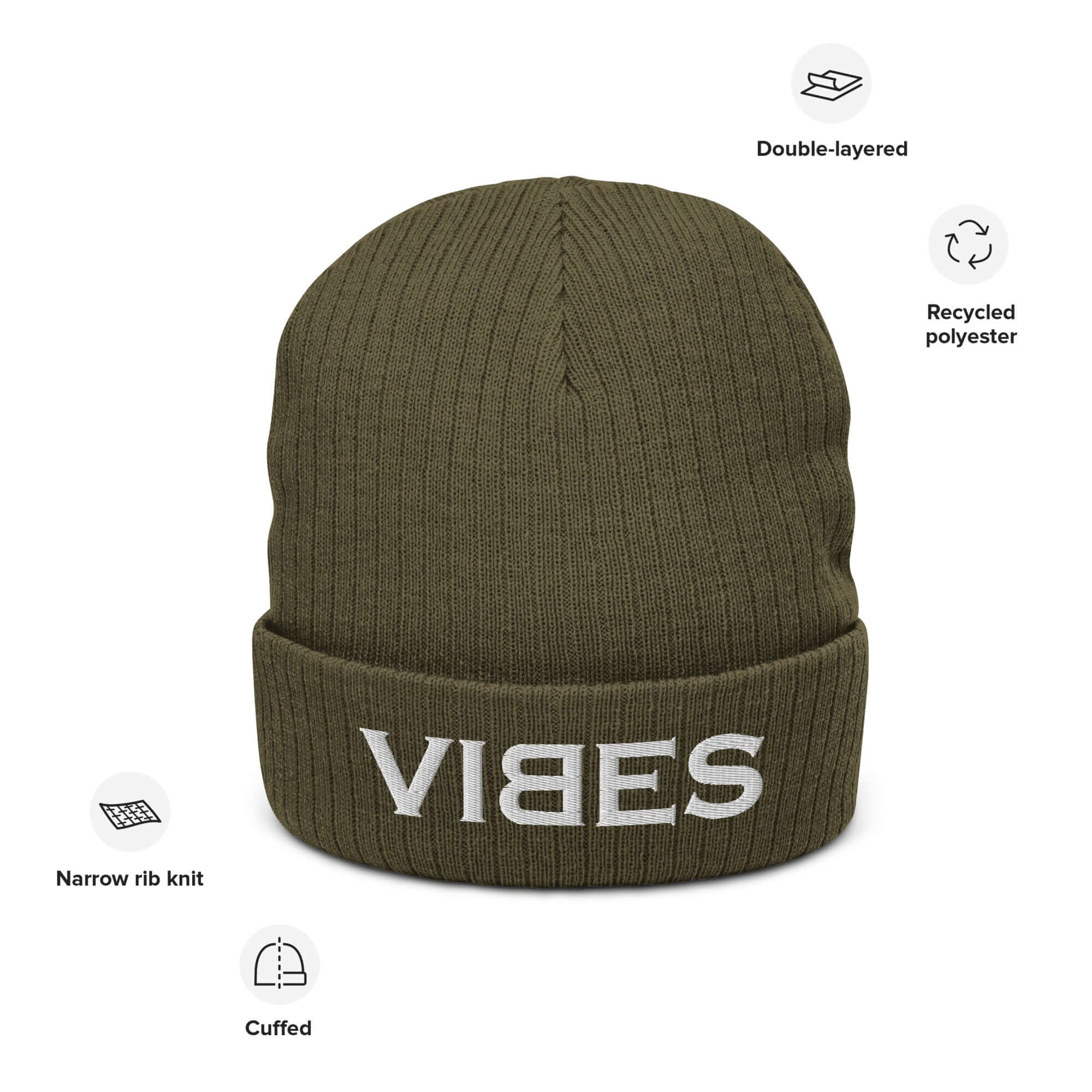 VIBES Knitted Hat (Green/Grey)