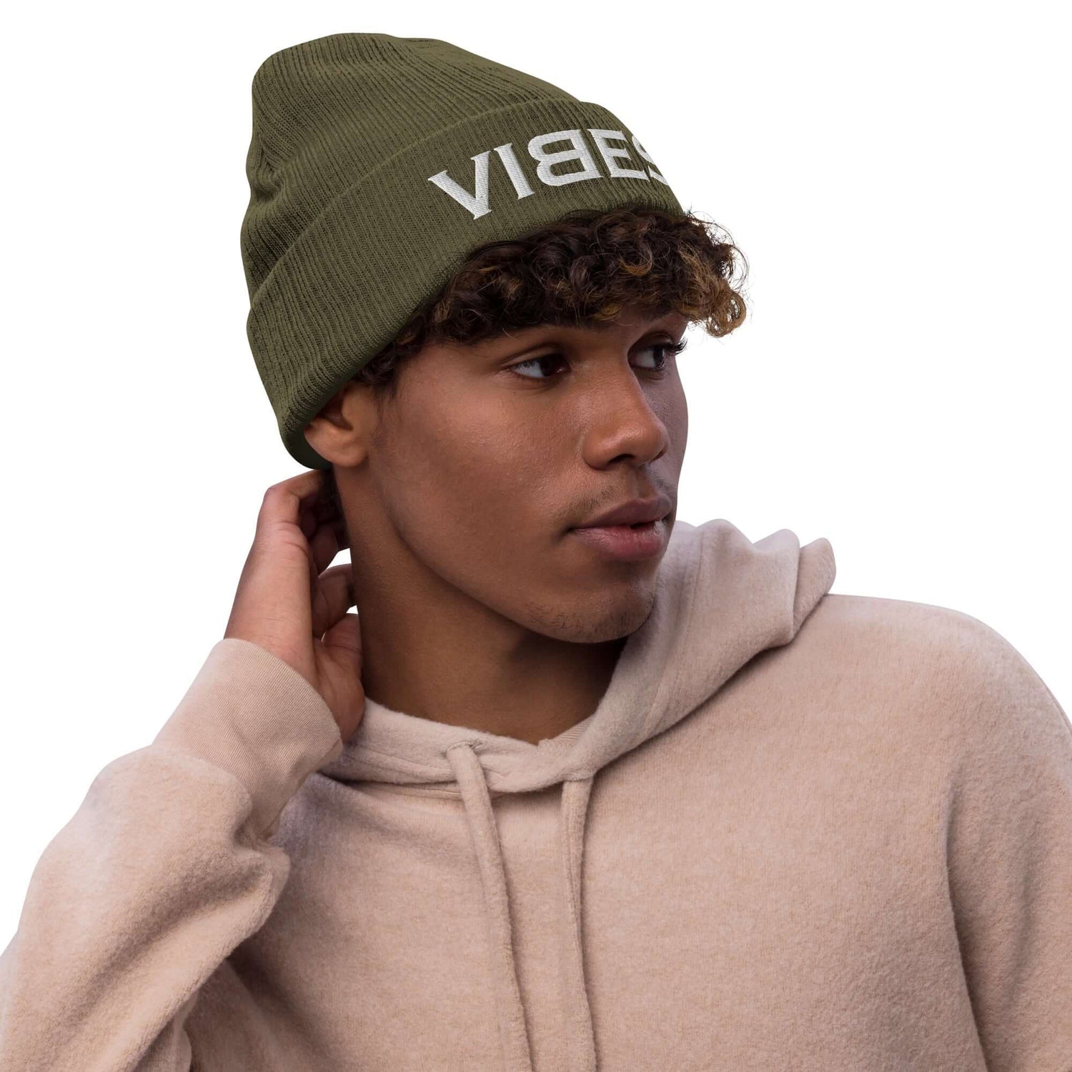 VIBES Knitted Hat (Green/Grey)