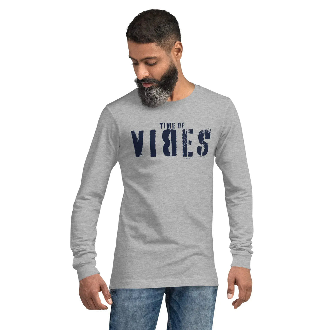 VIBES Langarm Baumwoll T-Shirt Herren (Grau)