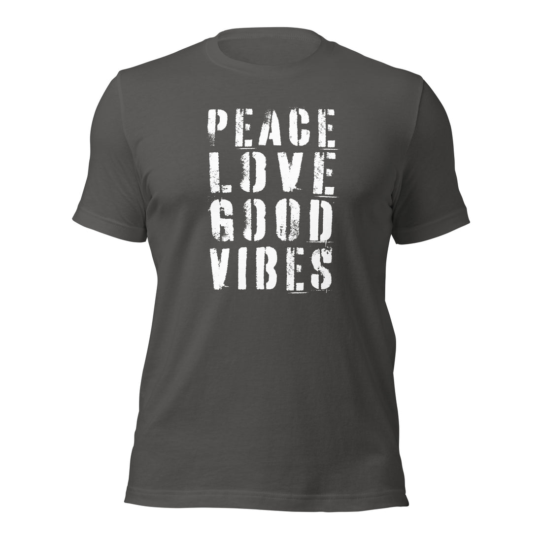 TIME OF VIBES Baumwoll T-Shirt PEACE-LOVE (Grau-Weiß) - €25,00