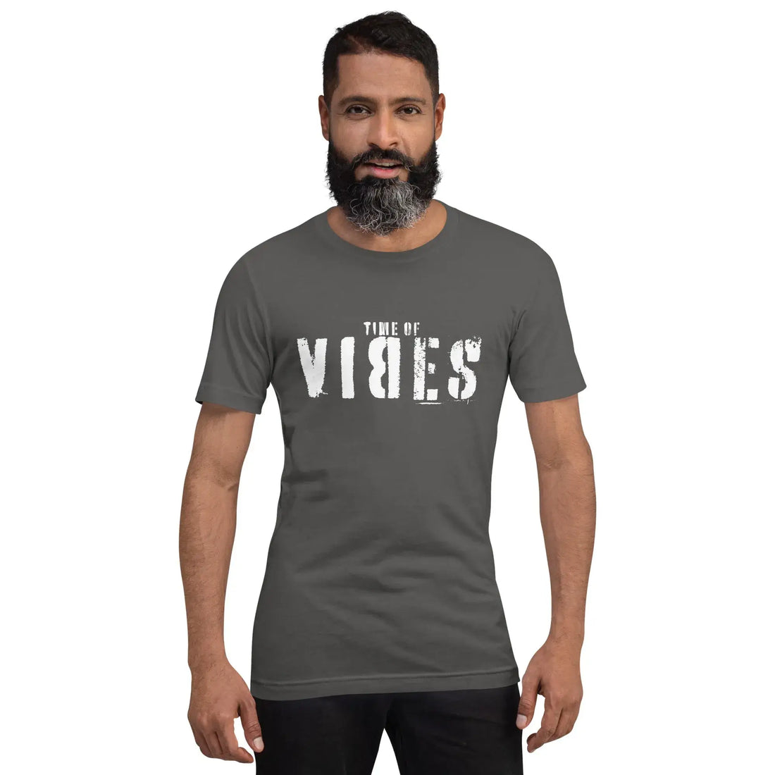 VIBES Baumwoll T-Shirt Herren (Grau/Weiß)