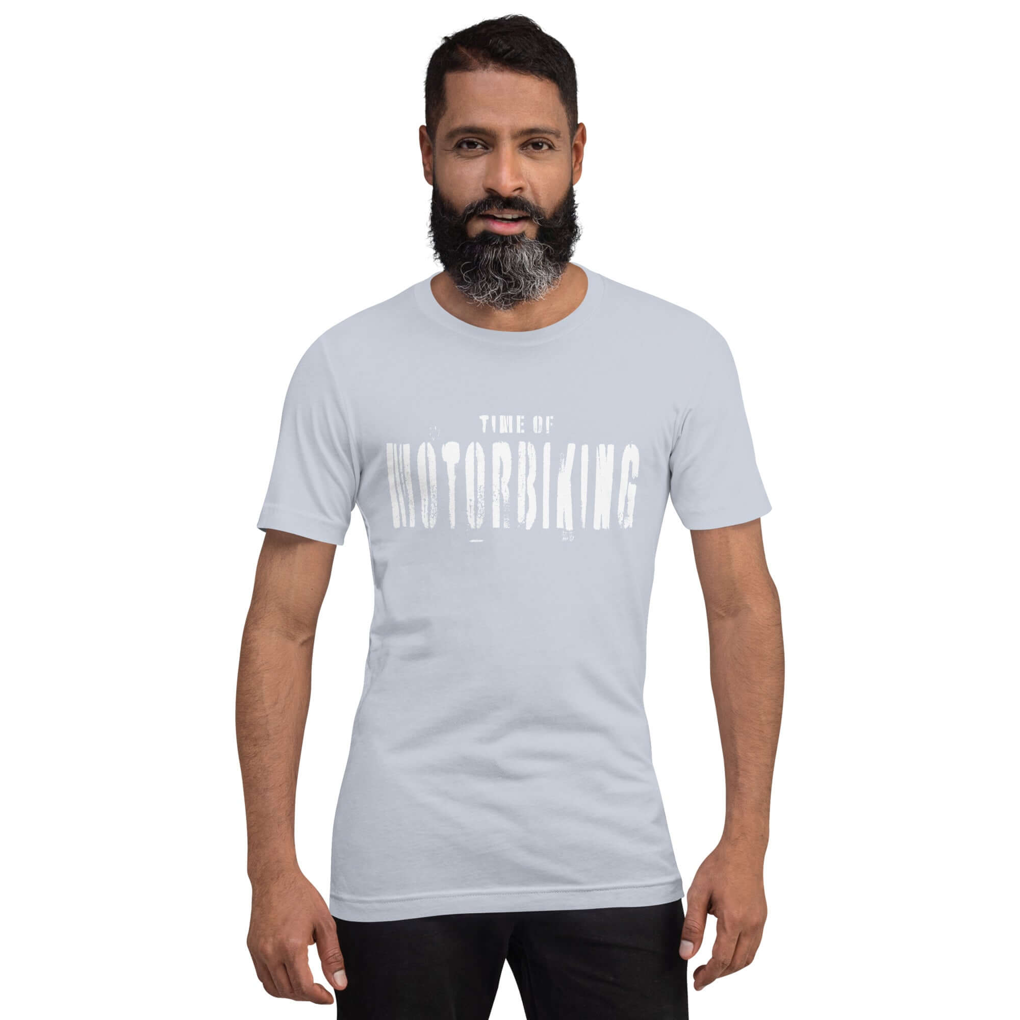 TIME OF VIBES Baumwoll T-Shirt MOTORBIKING (Hellblau) - €29,00