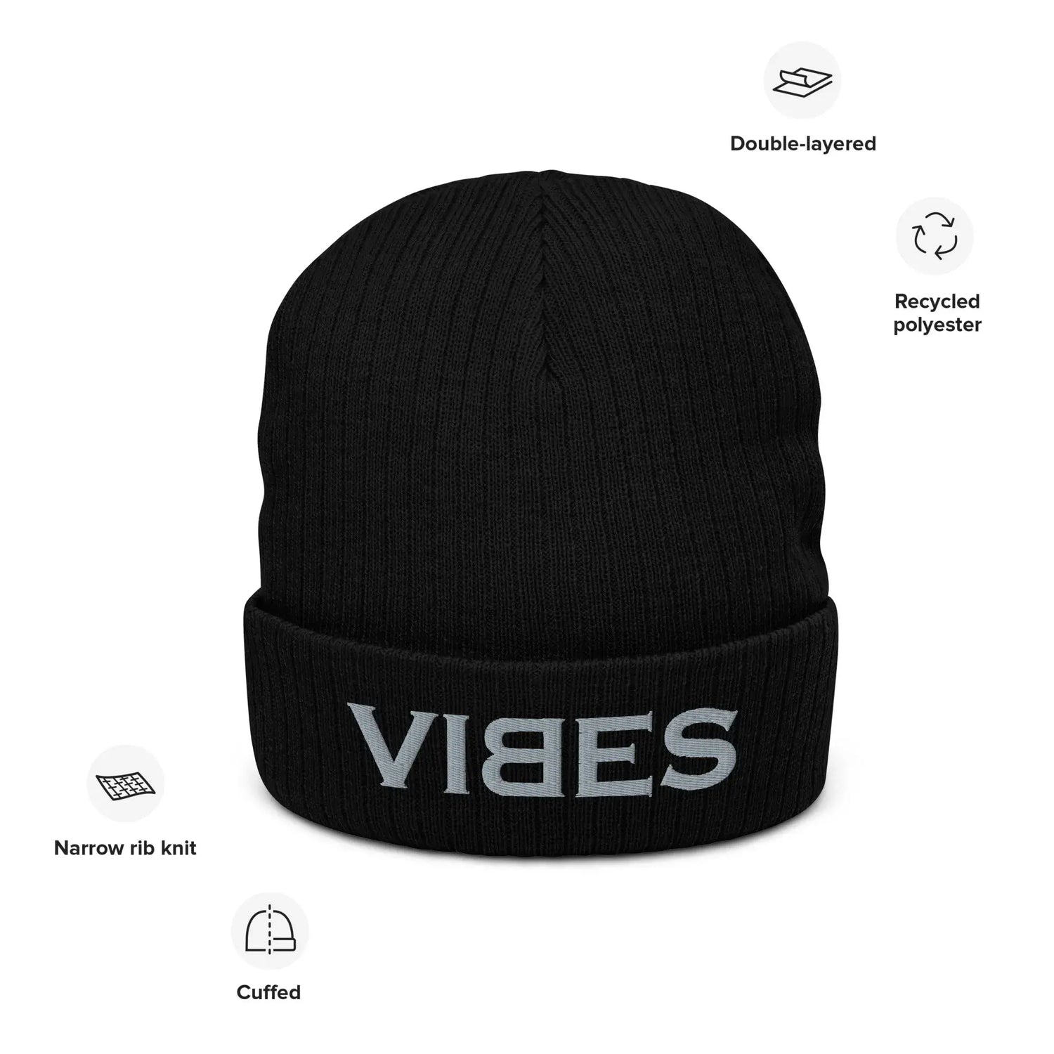 VIBES Strickmütze (Schwarz/Grau)