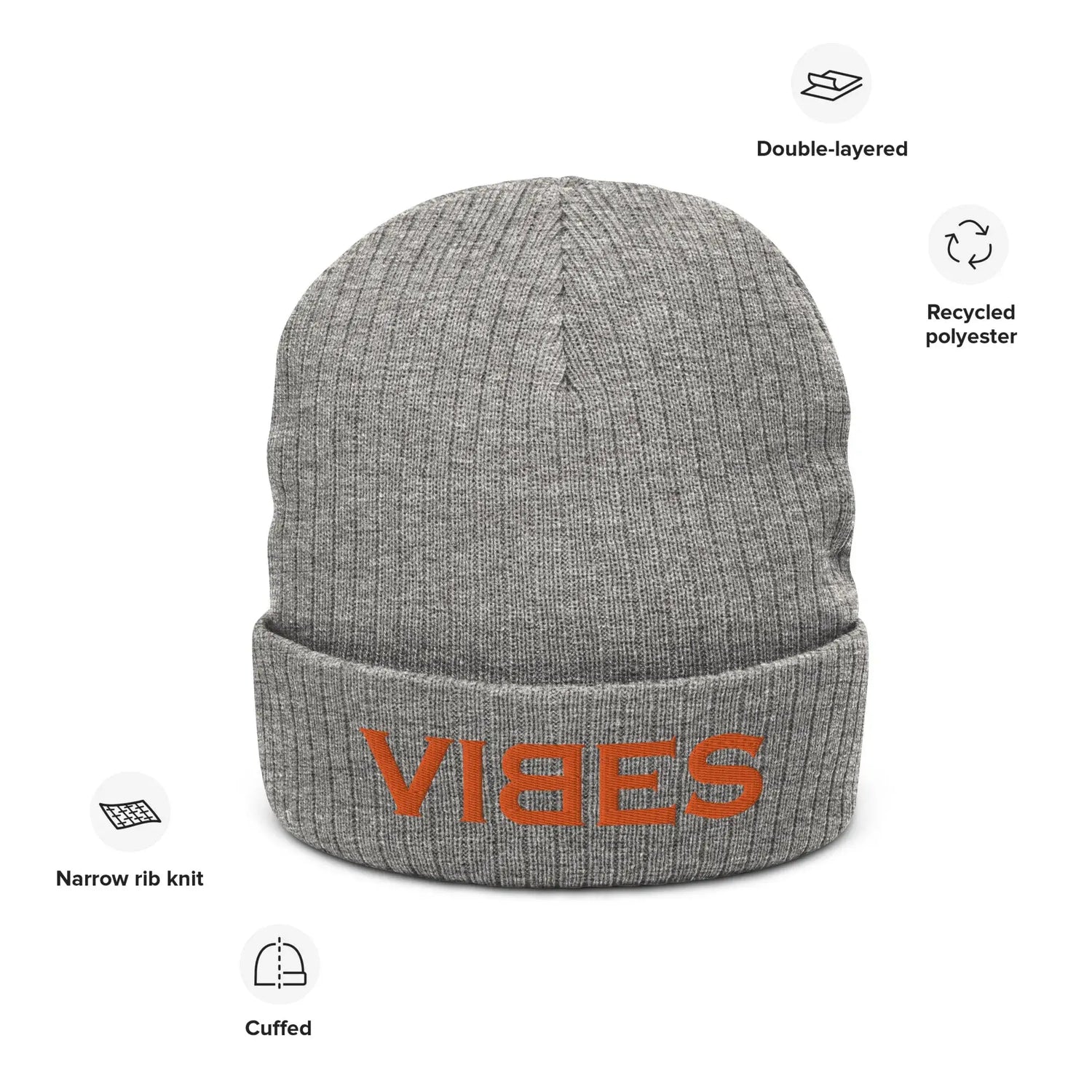 VIBES Knitted Hat (Grey/Orange)