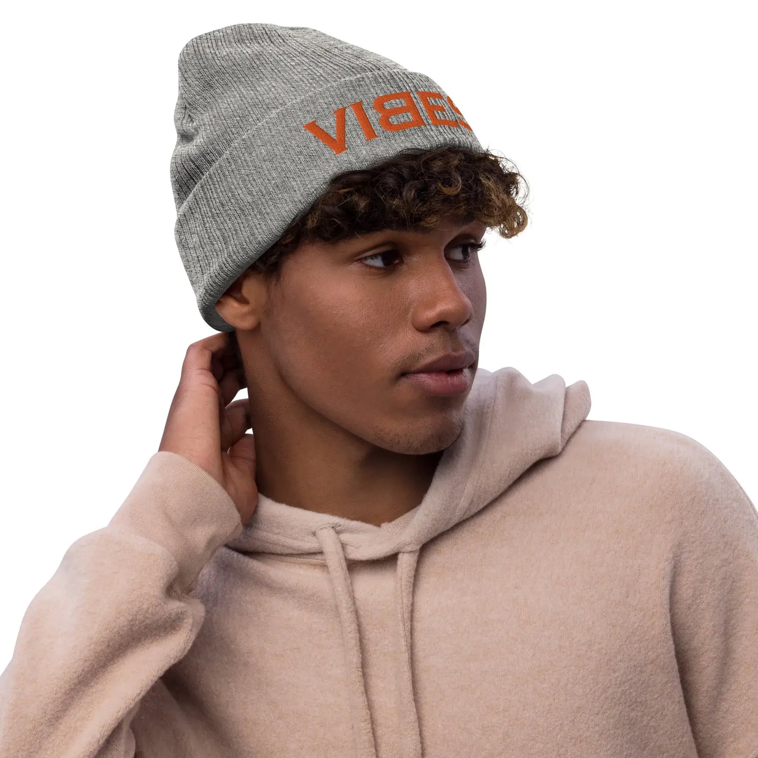 VIBES Strickmütze (Grau/Orange)