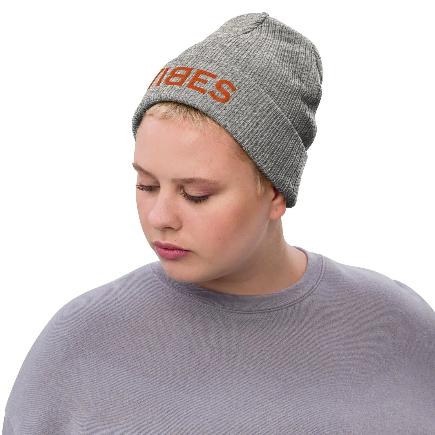 VIBES Strickmütze (Grau/Orange)