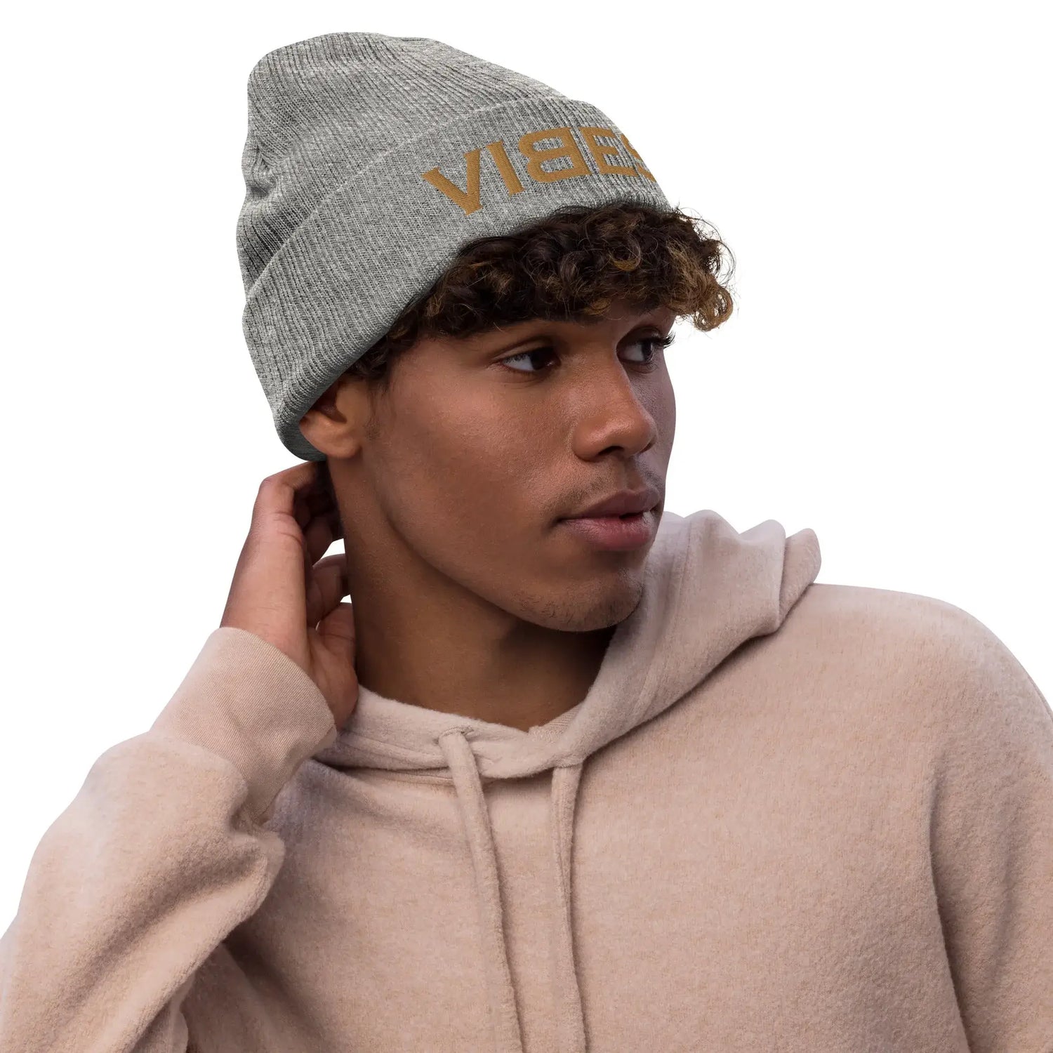 VIBES Knitted Hat (Grey/Gold)