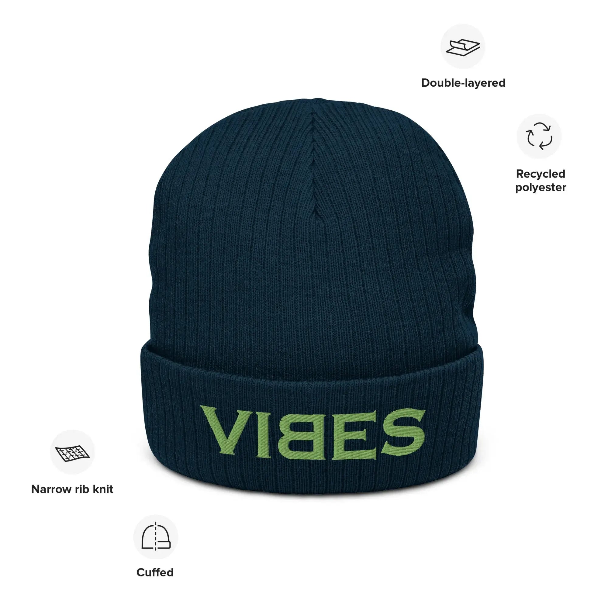 VIBES Strickmütze (Dunkelblau/Grün)